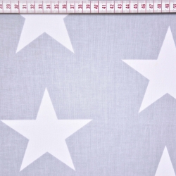 Baumwolle 100% Sterne 90mm weiß auf grauem Hintergrund  
