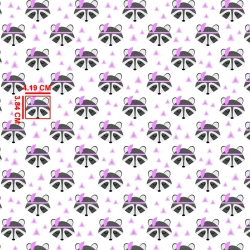 Baumwolle 100% Waschbären mit rosa Feder auf weißem Hintergrund  