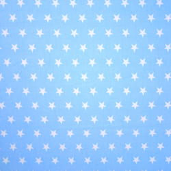 Baumwolle 100% Sterne 20mm weiß auf blauem Hintergrund  