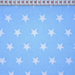 Baumwolle 100% Sterne 20mm weiß auf blauem Hintergrund  
