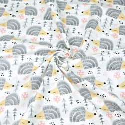 Baumwolle 100% Igel grau auf weißem Hintergrund  