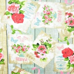 Baumwolle 100% Blumen Postkarten auf Holz  