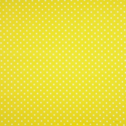Baumwolle 100% Punkte 4mm weiß auf gelbem Hintergrund  