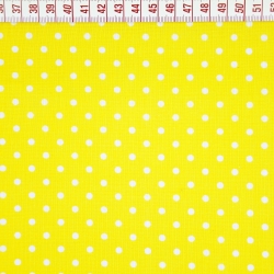 Baumwolle 100% Punkte 4mm weiß auf gelbem Hintergrund  