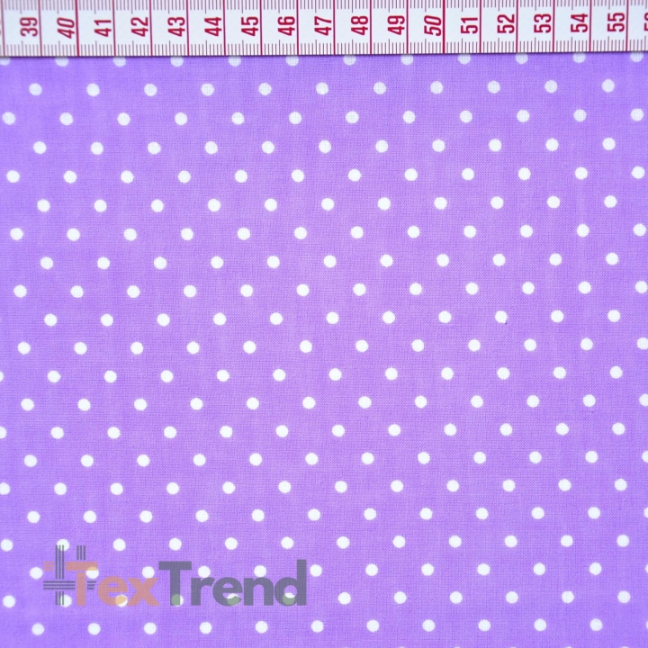 Baumwolle 100% Punkte 4mm weiß auf lila Hintergrund  
