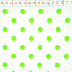 Baumwolle 100% Pünktchen 11mm hellgrün auf weißem Hintergrund  