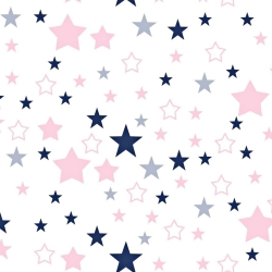 Baumwolle 100% Sternenhimmel rosa-navy auf weißem Hintergrund  