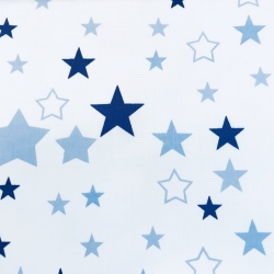 Baumwolle 100% Sternenhimmel blau-navy auf weißem Hintergrund  
