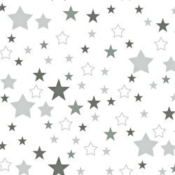 Baumwolle 100% Sternenhimmel grau auf weißem Hintergrund  