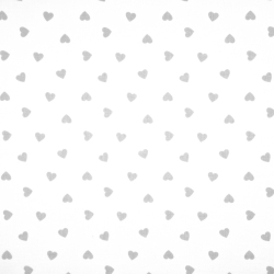 Baumwolle 100% Herzen 8mm grau auf weißem Hintergrund  
