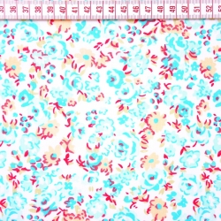 Baumwolle 100% mintgrüner Wiesenblumen auf weißem Hintergrund  