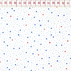 Baumwolle 100% MINI Sterne navyrot auf weißem Hintergrund  
