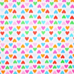Baumwolle 100% Herzen 20mm pastellfarben auf weißem Hintergrund  