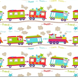 Baumwolle 100% bunte Lokomotive auf weißem Hintergrund  