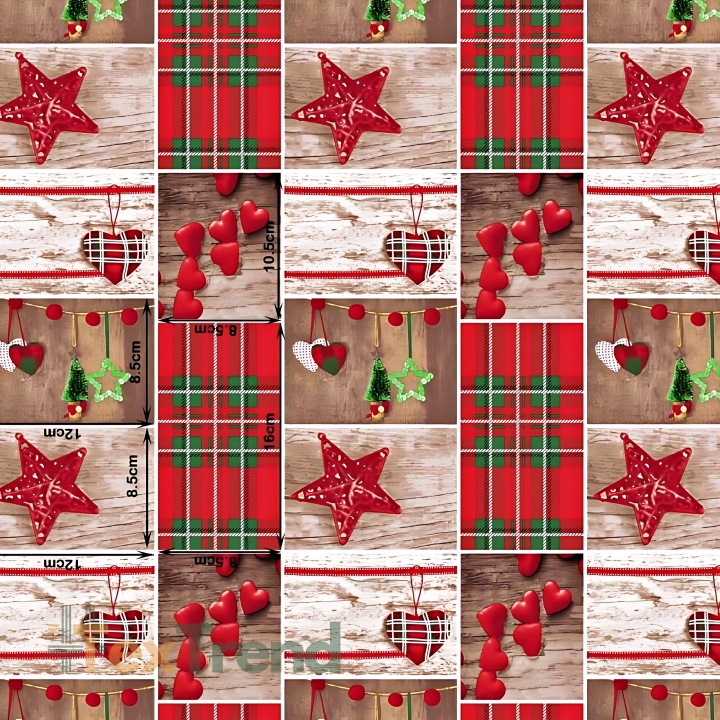 Baumwolle 100% Weihnachtsmuster hängende Herzen mit großen Karos  