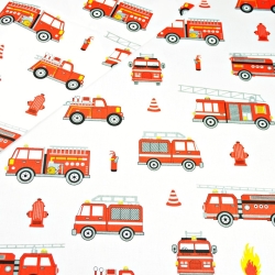 Baumwolle 100% Feuerwehr auf weißem Hintergrund  
