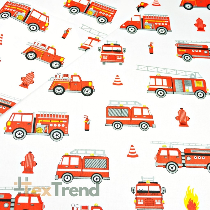 Baumwolle 100% Feuerwehr auf weißem Hintergrund  