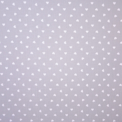 Baumwolle 100% Herzen 8mm weiß auf grauem Hintergrund  