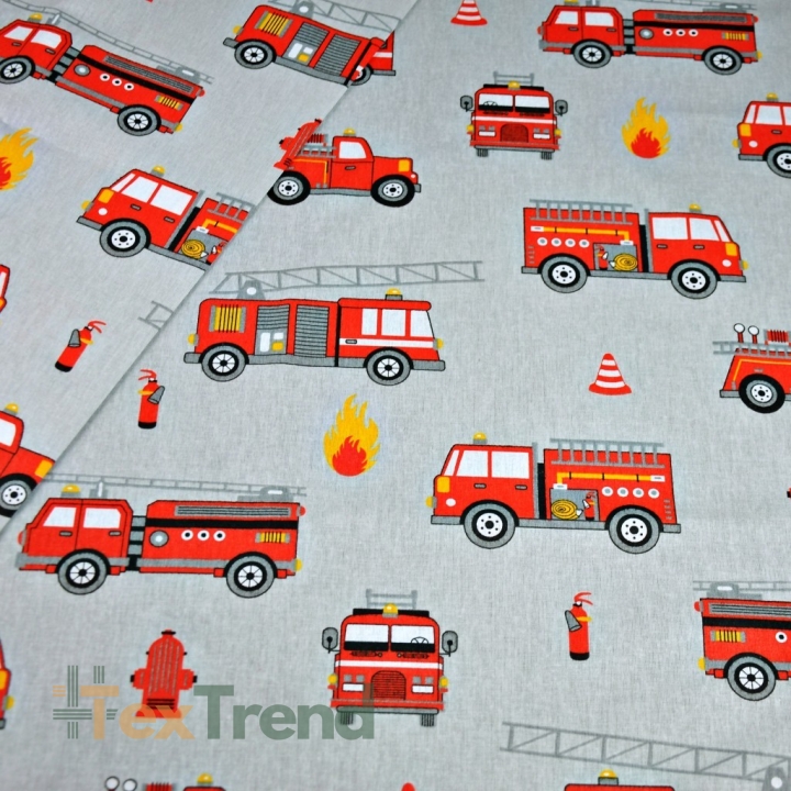 Baumwolle 100% Feuerwehr auf grauem Hintergrund  