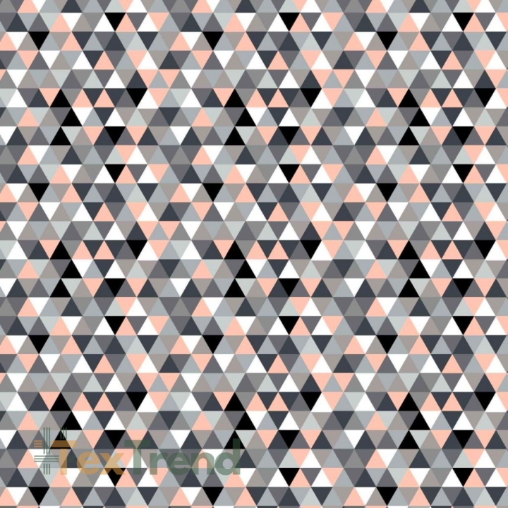 Baumwolle 100% kleine bunte Dreiecke aprikose auf weißem Hintergrund.  