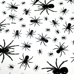 Baumwolle 100% schwarze Spinnen auf weißem Hintergrund  