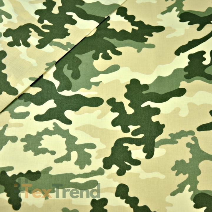 Baumwolle 100% MORO Muster groß grün-beige  