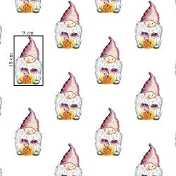 Baumwolle 100% Zwerge lila auf weißem Hintergrund  