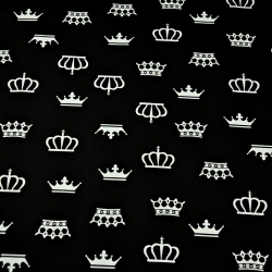 Baumwolle 100% weiße Kronen auf schwarzem Hintergrund  