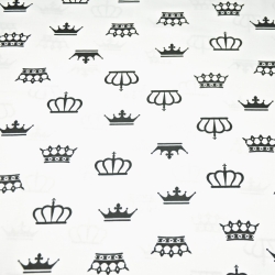 Baumwolle 100% schwarze Kronen auf weißem Hintergrund  