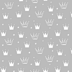 Baumwolle 100% Kronen mit Punkten weiß auf grauem Hintergrund  