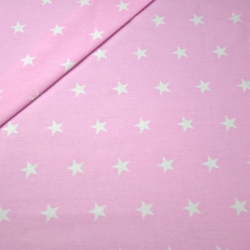 Baumwolle 100% Sterne 20mm weiß auf rosa Hintergrund  