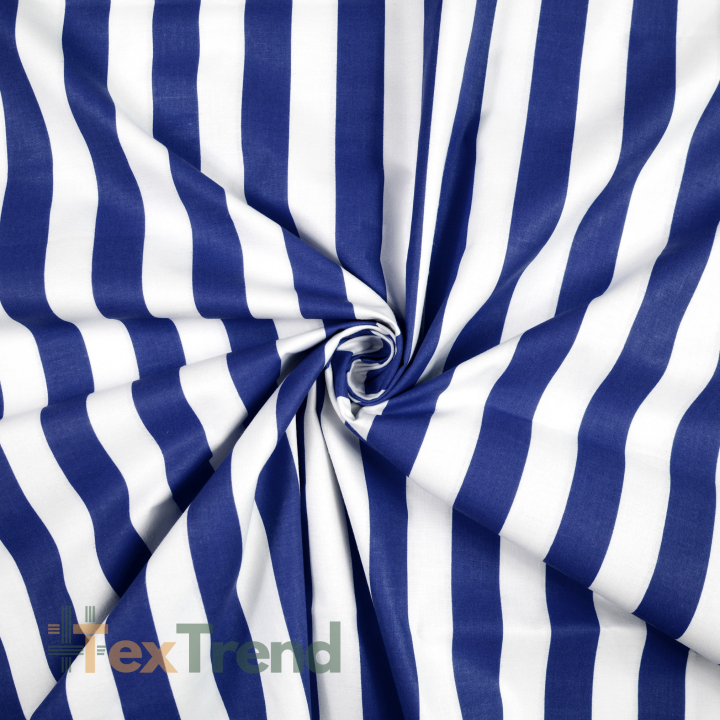 Baumwolle 100% Streifen weiß-dunkelblau  