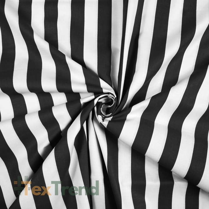Baumwolle 100% Streifen weiß-schwarz  
