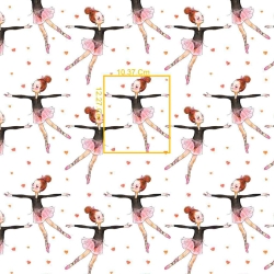 Baumwolle 100% Ballerinas rosa-braun auf weißem Hintergrund  