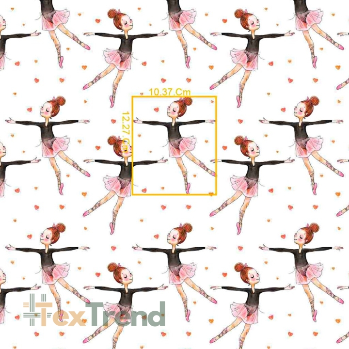 Baumwolle 100% Ballerinas rosa-braun auf weißem Hintergrund  