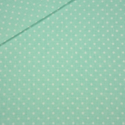 Baumwolle 100% 4mm weiße Punkte auf grau-mintfarbenem Hintergrund  