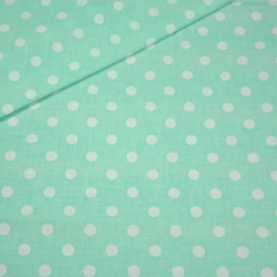 Baumwolle 100% 11mm weiße Punkte auf grau-mintfarbenem Hintergrund  