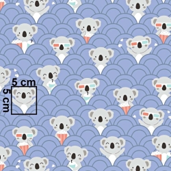 Baumwolle 100% Koalabären im Kino auf lila Hintergrund  