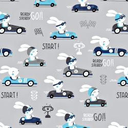 Baumwolle 100% Rennkaninchen auf grauem Hintergrund  