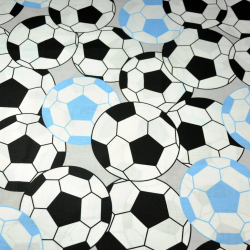 Baumwolle 100% 3D Bälle schwarz-blau auf grauem Hintergrund.  