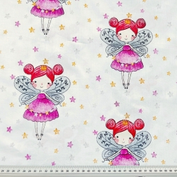 Baumwolle 100% Glöckchen mit Sternen auf weißem Hintergrund  