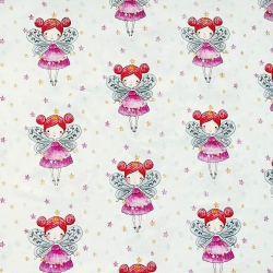 Baumwolle 100% Glöckchen mit Sternen auf weißem Hintergrund  