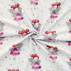 Baumwolle 100% Glöckchen mit Sternen auf weißem Hintergrund  