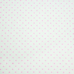 Baumwolle 100% Punkte 4mm rosa auf weißem Hintergrund  