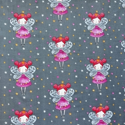 Baumwolle 100% Glöckchen mit Sternen auf grauem Hintergrund  