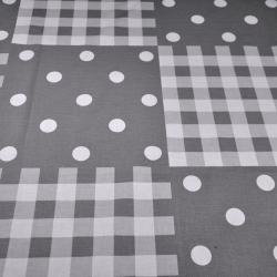 Baumwolle 100% Patchwork weiß-grau.  