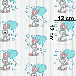 Baumwolle 100% Hase mit türkisfarbenem Ballon  