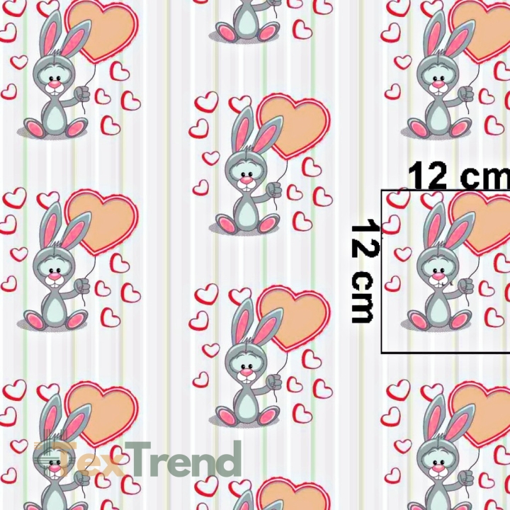 Baumwolle 100% Hase mit rosa Ballon  