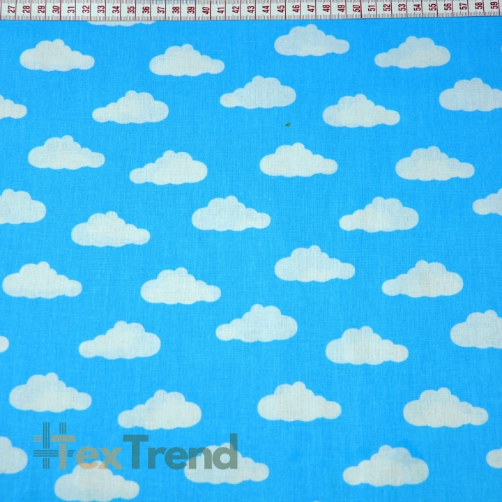 Baumwolle 100% gleichmäßige Wolken weiß auf blauem Hintergrund  