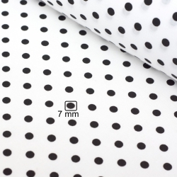 Baumwolle 100% Punkte 7mm schwarz auf weißem Hintergrund  
